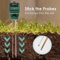 Probador de 3 vías PH del suelo, kit de medidor de humedad y luz (verde), herramienta de prueba de sonda de acidez de jardinería para el hogar interior y exterior