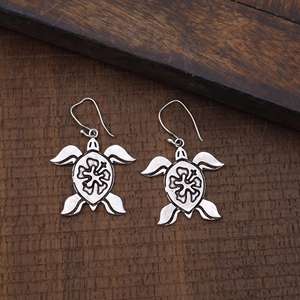 Nouvelle Arrivée Boucles d'Oreilles Pendante Bohème Tortue en Laiton Tribal Plaqué Argent pour Femme, Motif Floral Animal Marin, Vente en Gros OEM ODM - Product Image 5