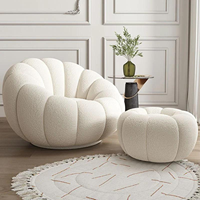 Ensemble de canapé en velours en forme de citrouille confortable Accent nordique Teddy tissu bois adapté aux enfants pour salon salle à manger hôtel école cuisine utilisation