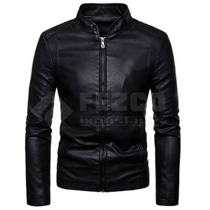 Veste d'hiver en cuir de vache style motard pour homme avec col montant et logo frontal Imperméable et respirante pour un usage quotidien - Product Image 1