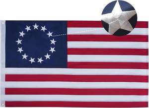 Drapeau Betsy Ross 5x8 pieds brodé 13 étoiles, drapeau américain en polyester imperméable pour le 250e anniversaire, usage extérieur intensif - Product Image 6