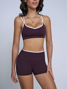 Conjunto de sujetador de pantalones cortos atléticos para mujer, ropa activa, tejido de LICRA suave y ligero, conjunto de Yoga deportivo para Fitness para mujer, novedad - Product Image 4