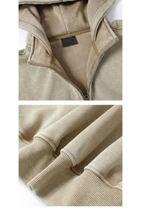 Design étonnant de haute qualité personnalisé 360g sweats à capuche pour hommes doublé polaire vintage lavé lourd sweat à capuche zippé pour hommes - Product Image 6