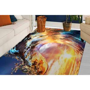 Alfombra con diseño de olas y luz de atardecer, alfombra con forma de cresta, alfombra con paisaje marino, alfombra fina no tejida - Product Image 2