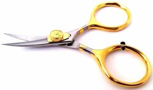 Tijera de afeitar para atar moscas curvada 5 "Super Blades perilla ajustable bucles dorados - Product Image 2