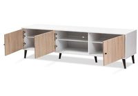 Meuble TV sur pied en bois massif, style Mid-Century moderne, de luxe, réglable, à 6 étagères, pour téléviseurs de 60 à 64 pouces, idéal pour les espaces de séjour et d'entrée – Vente Flash