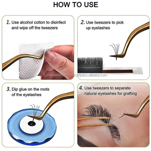 Pince à cils pleine poignée diamant plaqué or Pointe fibre Acier inoxydable Volume d'isolement Pince à cils professionnelle OEM - Product Image 5