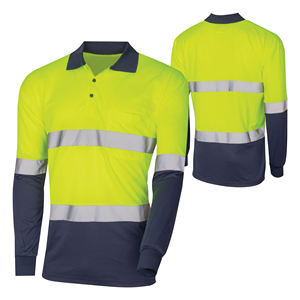 Camiseta Polo de Manga Larga Personalizada, 100% Poliéster, Reflectante, de Alta Visibilidad, Ropa de Seguridad Reflectante - Product Image 1