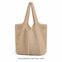 Sac fourre-tout tricoté personnalisé, design à ouverture large, logo personnalisé pris en charge, vente en gros directe d'usine