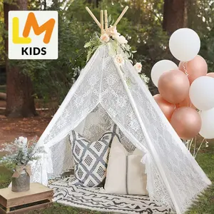 Tenda de renda pura para festas de casamento e piquenique infantil LM, tenda branca para meninas, praia ao ar livre, castelo de princesa e piquenique