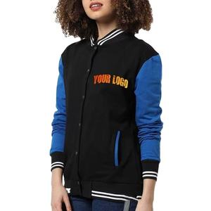 Chaqueta universitaria cómoda y transpirable de alta demanda para mujer, chaqueta pesada con logotipo impreso personalizado para mujer, doble color - Product Image 1