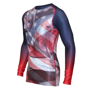 T-shirt de compression à manches longues, col rond, coupe ajustée, entièrement sublimé, en spandex, anti-UV UPF50, respirant, écologique - Product Image 4