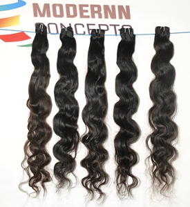 วัดอินเดียธรรมชาติ Bodywave สีดํารวมกลุ่มขายส่งต่อผมมนุษย์ดิบที่ยังไม่ได้ - Product Image 2