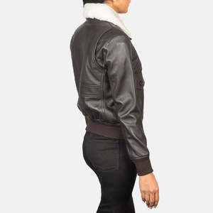 เสื้อแจ็คเก็ตบอมเบอร์กันลมหนังสีน้ำตาล Stella G-1 - Product Image 5