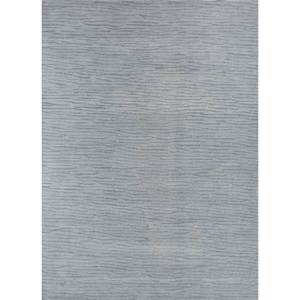 Tapis en polyester gris et noir noué à la main Sipl-01, grand format, rectangulaire, à rayures, pour la maison, le salon, le couloir, viscose - Product Image 1