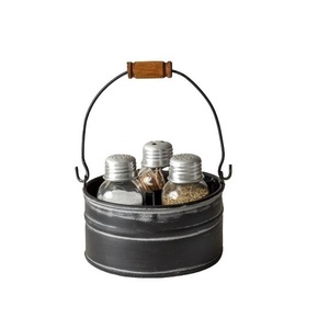 Galvanizado sal y pimienta Caddy forma redonda hecho a mano al por mayor Caddy clásico elegante al por mayor soporte de utensilios de Metal - Product Image 1