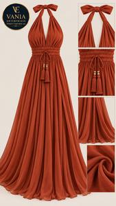 Robe longue d'été élégante pour femme 2026 en lin et laine 100% à imprimé léopard, col montant, boutonnée sur le devant, sans manches, pour les vacances et la plage - Product Image 5