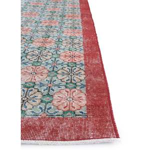 Alfombra de Lana Verde Vintage Anudada a Mano, Rectangular Grande con Patrón Floral Abstracto para Entrada, Sala de Estar o Pasillo - Pae-2276 - Product Image 4