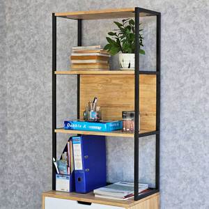 Iron Frame Shelf with <b>Drawers</b> 60x40x170cm Standing Type Rubber Wood KTB68159 - Product Image 4