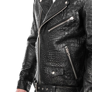 Veste en cuir de peau de mouton de haute qualité pour homme, veste de moto épaisse d'hiver, fermeture éclair, col rabattu - Product Image 4