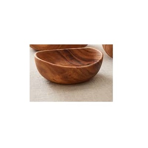 2023 vendedor caliente cuenco redondo para servir madera de acacia natural al por mayor cuenco de madera hecho a mano de calidad superior para la decoración del hogar - Product Image 6