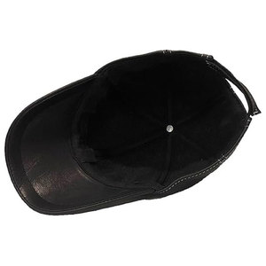 High Quality 6 Panel Genuine Leather Baseball <b>Cap</b> Fashionable <b>Winter</b> Adult Casual Wholesale Warm for Dad Men and Women - Product Image 6
