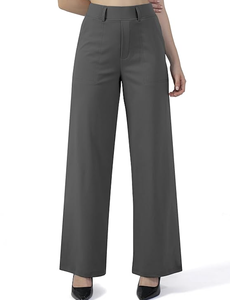 <b>WOMENS</b> WIDE STRAIGHT LEG OFFICE WORK PANTS PULL ON BUSINESS CASUAL <b>SLACKS</b> WITH POCKETS NEW ARRIVAL WHOLESALE - Product Image 3