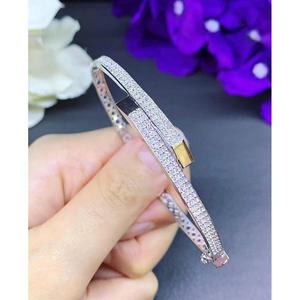 925 silver <b>bangle</b> Stackable designer bracelet Moissanite channel <b>set</b> bracelet Everyday wear luxury bracelet - Product Image 6