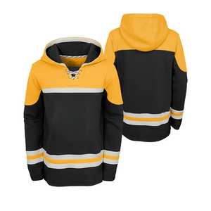 Sweat à capuche de hockey sur glace en coton brodé personnalisé unisexe sergé broderie logo patchs hommes Hockey sweats à capuche avec lacets - Product Image 4