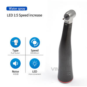 Pièce à main dentaire couleur noire 1:5 LED fibre optique contre-angle pour moteur électrique corps inoxydable pièce à main dentaire à basse vitesse - Product Image 3