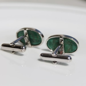 Mancuernillas de Malaquita de Plata de Ley 925, Regalo Simbólico en Oferta, para Coleccionistas, Bodas, Novios, Cumpleaños, para Hombre - Product Image 2