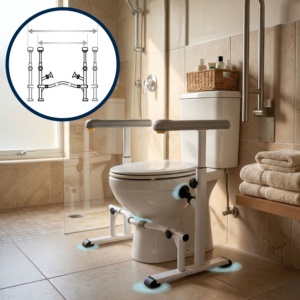 Toilet Safety Rails, Toilet Frame for Elderly with Suction Cups, WC Armrest Support, Bathroom <b>Grab</b> <b>Bars</b> - KMINA K30001 - Product Image 6