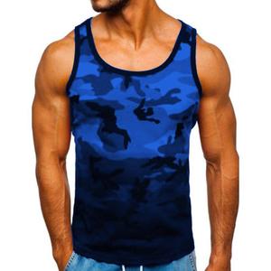 High Quality Men's Breathable Knitted Polyester/Cotton <b>Blend</b> Heat-Transfer Printed Tank Tops V-neck High Street Style 2026 - Product Image 1