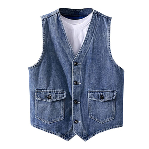 Recién llegados, chaleco vaquero sin mangas para adultos y hombres, chaleco vaquero de estilo transpirable hecho a medida para venta en línea - Product Image 1