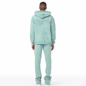 Chándal apilado de algodón 100% de la mejor calidad para hombre, conjunto de pantalón con capucha de manga larga con cintura elástica y patrón a cuadros - Product Image 2