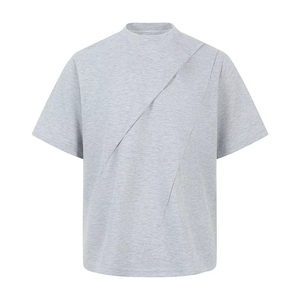 Camisetas informales de algodón 100% de alta calidad para hombre, diseño de hombro caído de gran tamaño, pantalones cortos sólidos que absorben la humedad para verano, MOQ bajo - Product Image 1