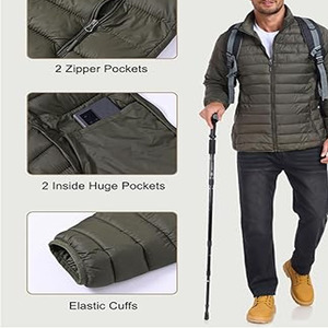 Vestes matelassées brillantes à capuche pour hommes, logo personnalisé, vestes matelassées coupe-vent, veste matelassée - Product Image 5