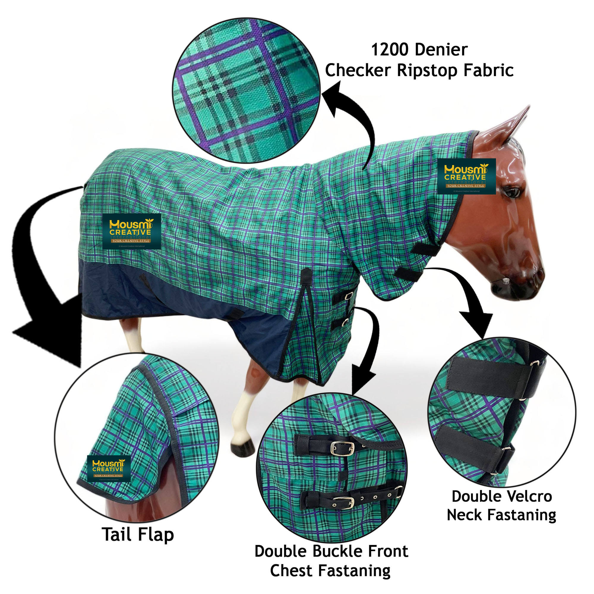 Vert Violet Carreaux/Bleu Marine Foncé-RGSM 114129