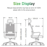 Chaise de bureau pivotante noire moderne avec appui-tête réglable, design ergonomique en maille pour le personnel