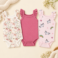 Combinaison bébé 100% coton, lot de 3, sans manches, été, unisexe