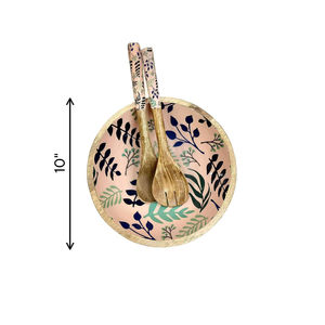 ชามเสิร์ฟอาหารเคลือบทำจากไม้พร้อมช้อนและชุดส้อมชามสลัดและอาหารทรงกลมหรูหราสำหรับเครื่องใช้บนโต๊ะอาหารในงานแต่งงาน - Product Image 3