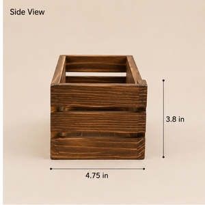 Wooden Mail Storage Box Rectangle <b>Rustic</b> Design Dark Brown <b>Desk</b> Organizer Single Tier Lacquered Finish - Product Image 4