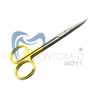 Tijeras Quirúrgicas Odontomed 2011 de Alta Calidad con Certificación CE, Tijeras para Iris T.C. con Anillo Dorado, Hoja Afilada Dentada de Acero Inoxidable - Product Image 2