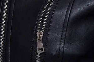 Chaqueta de Cuero para Hombre For Skin, 100% Cuero Vacuno Natural, Chaqueta de Cuero Auténtico Vintage con Capucha, Cuello Alto y Múltiples Cremalleras - Product Image 5