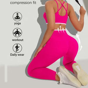 Nouveauté Ensemble de yoga pour femmes, 2 pièces à taille élastique, qualité supérieure, design personnalisable - Product Image 2