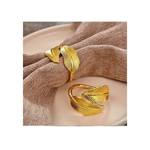 Anillo de servilleta de Metal de aluminio, diseño de hoja, hecho a mano, diseño personalizado - Product Image 1