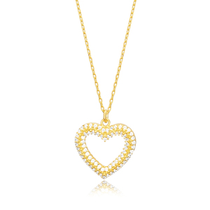 หิน CZ เครื่องประดับเงินทำมือดีไซน์หัวใจกลวงแบบทันสมัยเครื่องประดับเงิน Necklace925ตุรกีขายส่ง - Product Image 3