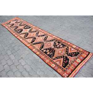 Alfombra Vintage de 2.8x12.4 pies, Alfombra Turca con Diseño Floral Naranja - Product Image 2