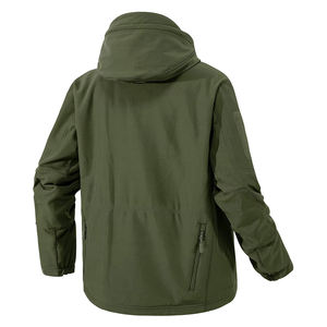 Blouson d'hiver pour homme, imperméable, rembourré, design uni, thermique, coupe-vent, parka d'extérieur, col montant, logo sur le devant - Product Image 2