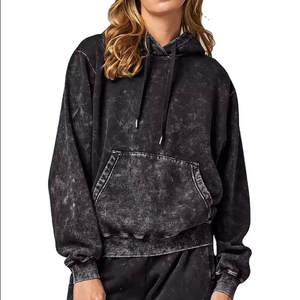 Sudadera con capucha bordada con gráfico de algodón desgastado de peso pesado Unisex para mujer de gran tamaño Vintage piedra ácido lavado personalizado invierno Casual - Product Image 5